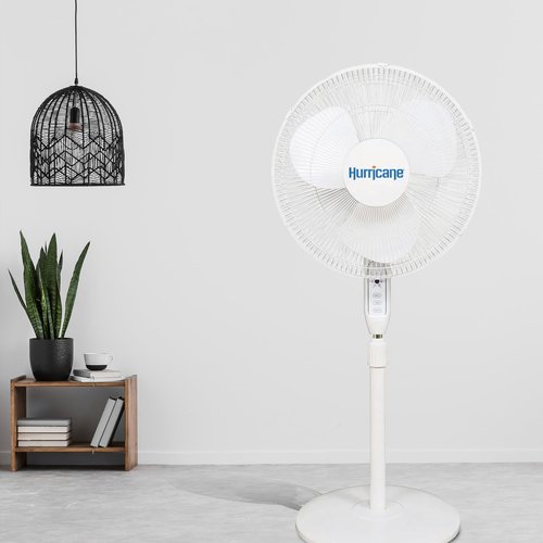 Hurricane Oscillating Pedestal Stand Fan for Home & Bedroom, 16" Supreme, White - Portable Standing Electric Fan for Indoor & Outdoor Cooling