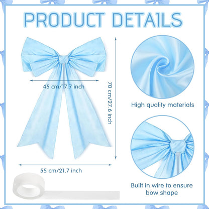 Skiennix Large Blue Coquette Bow - 27.6 x 21.7 Inch Wall Decor for Birthdays & Showers