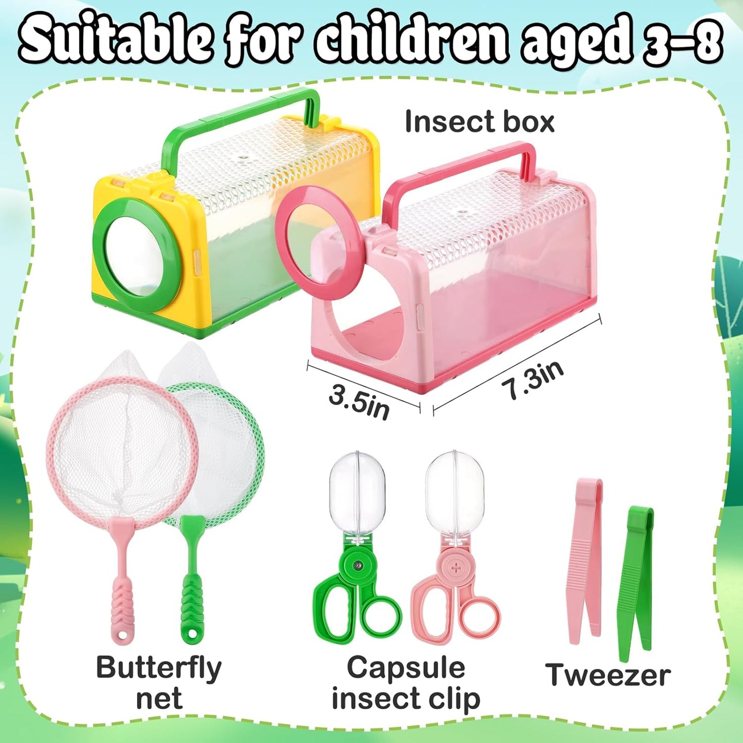 Bug Catcher for Kids | Sturdy Toddler Bug Catching Kit with Cage, Net & Tweezers - Outdoor Explorer Set for Ages 3-8