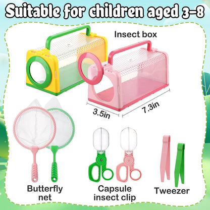 Bug Catcher for Kids | Sturdy Toddler Bug Catching Kit with Cage, Net & Tweezers - Outdoor Explorer Set for Ages 3-8