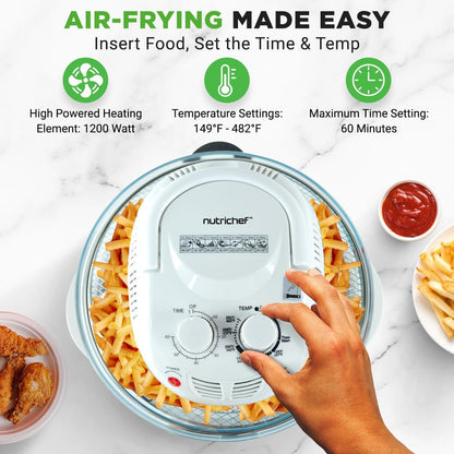 NutriChef Air Fryer - 13 Quart Infrared Convection Halogen Oven | Quick & Healthy Cooking in White