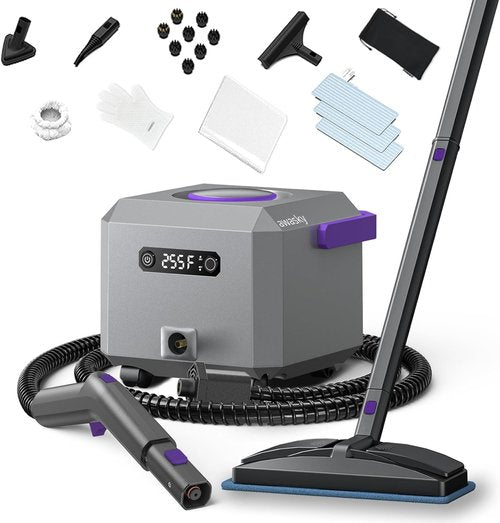 Canister Steam Cleaner by [Brand Name] - 50-Second Heat-Up, 0.6 Gal Tank, 21-Piece Kit for Versatile Cleaning