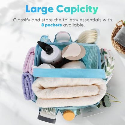 EUDELE Mesh Shower Caddy - Portable 8-Pocket Design for Quick Drying & Easy Cleaning | Ideal for Beach, Gym, Travel