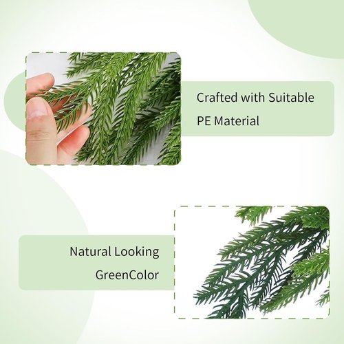 Bdor 12 Pack Norfolk Pine Branches - 18 Inch Faux Greenery Sprays for Holiday Decor & Centerpieces