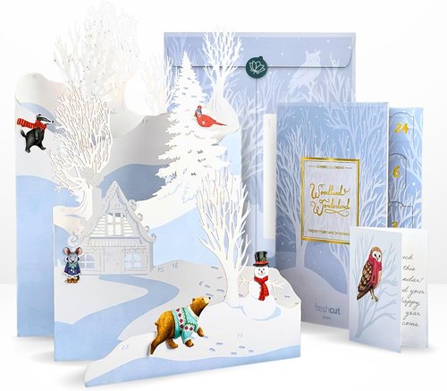 Freshcut Paper 2025 Advent Calendar - Woodland Wonderland 3D Pop-Up Greeting Cards | Holiday Gift Set
