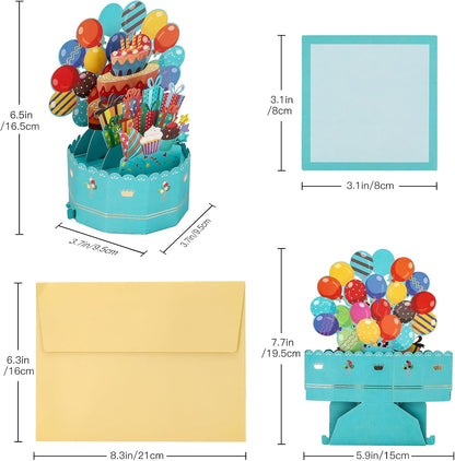 Soleebee 3D Happy Birthday Pop-Up Card - Unique Greeting Card with Blank Note & Envelope