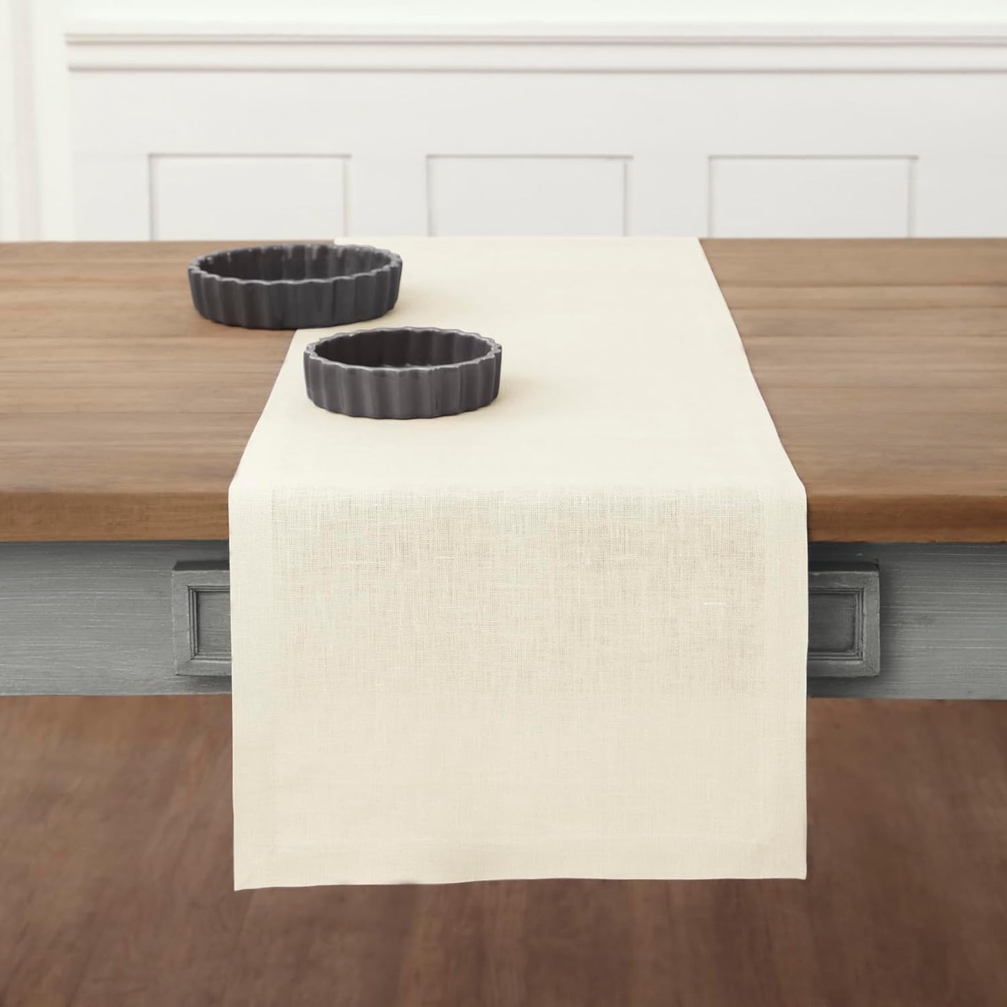 Solino Home Linen Table Runner - 100% Pure Ivory Linen, 14 x 90 Inches for Dining & Special Occasions