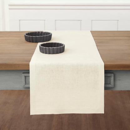 Solino Home Linen Table Runner - 100% Pure Ivory Linen, 14 x 90 Inches for Dining & Special Occasions