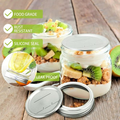 48PCS Regular Mouth Canning Lids & Rings by [Brand Name] - Food Grade, 100% Airtight Fit for Mason Jars