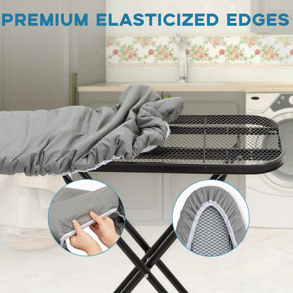 RAINHOL Ironing Board Cover - Extra Thick Padded, Non-Stick & Scorch Resistant | 15x54 Inches, Grey