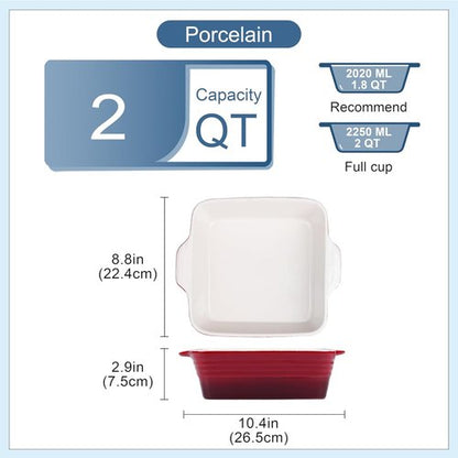 LOVECASA 8x8 Inch Non-Stick Baking Pan | Durable Ceramic Square Cake Dish in Red for Oven Use