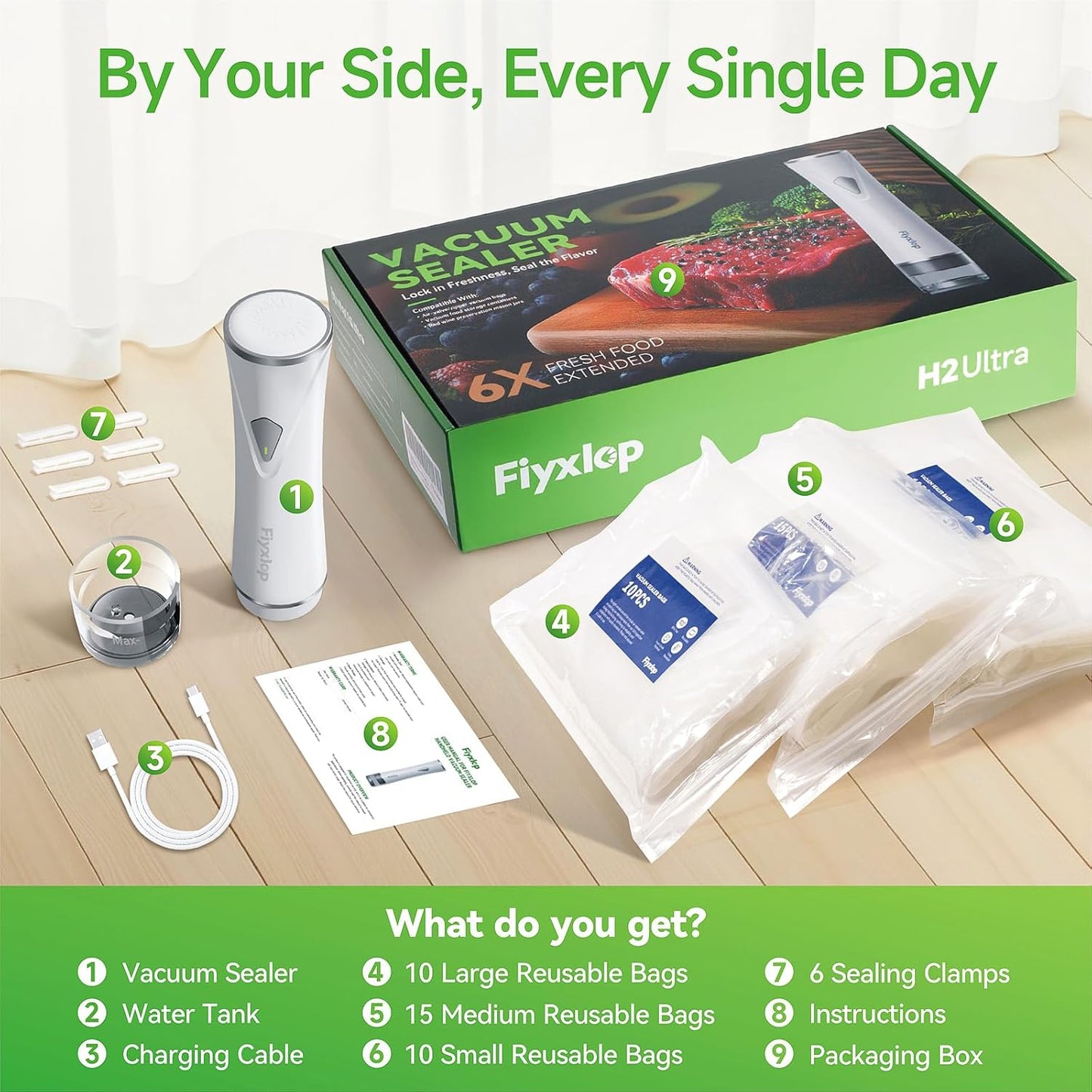 Premium Handheld Vacuum Sealer by [Brand Name] - Powerful Food Sealer with 35 Reusable Sous Vide Bags | Keeps Food Fresh 6X Longer