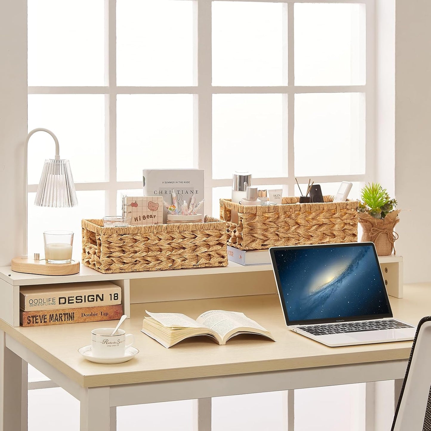Vagusicc Wicker Storage Basket - Stylish Organizing Baskets with Handles | 2-Pack for Home Decor