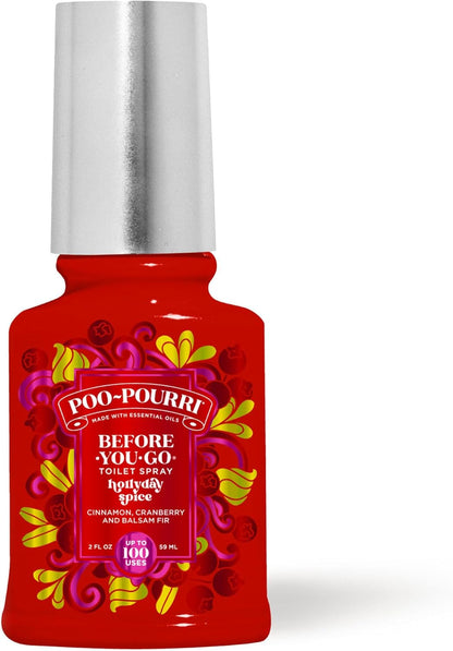 Poo-Pourri Before-You-Go Toilet Spray - Hollyday Spice, 2 Fl Oz | Cranberry, Cinnamon & Balsam Fir