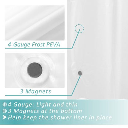Mrs Awesome Extra Long Shower Curtain Liner with 3 Magnets, Long Frosted PEVA Plastic Shower Curtain for Bathroom Lightweight & Waterproof, 72 x 84, Frost