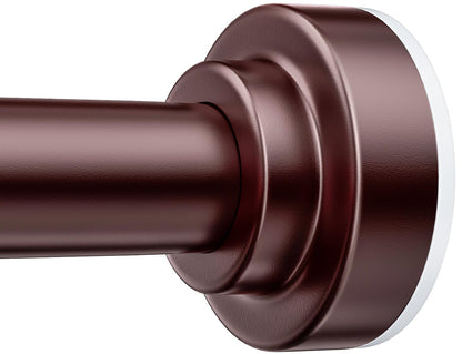 TEECK Shower Curtain Rod, 32-92 inch Adjustable Spring Tension Curtain Rod, Never Rust Anti-Slip Shower Curtain Rod for Bathroom, No Drilling, Never Collapse, Easy to Use, Brown