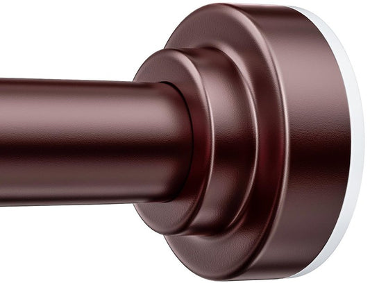TEECK Shower Curtain Rod, 32-92 inch Adjustable Spring Tension Curtain Rod, Never Rust Anti-Slip Shower Curtain Rod for Bathroom, No Drilling, Never Collapse, Easy to Use, Brown