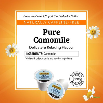 Twinings Pure Camomile Herbal Tea K-Cup Pods for Keurig, 24 Count (Pack of 1), Made with Pure Camomile Blossoms, Naturally Caffeine-Free, Enjoy Hot or Iced