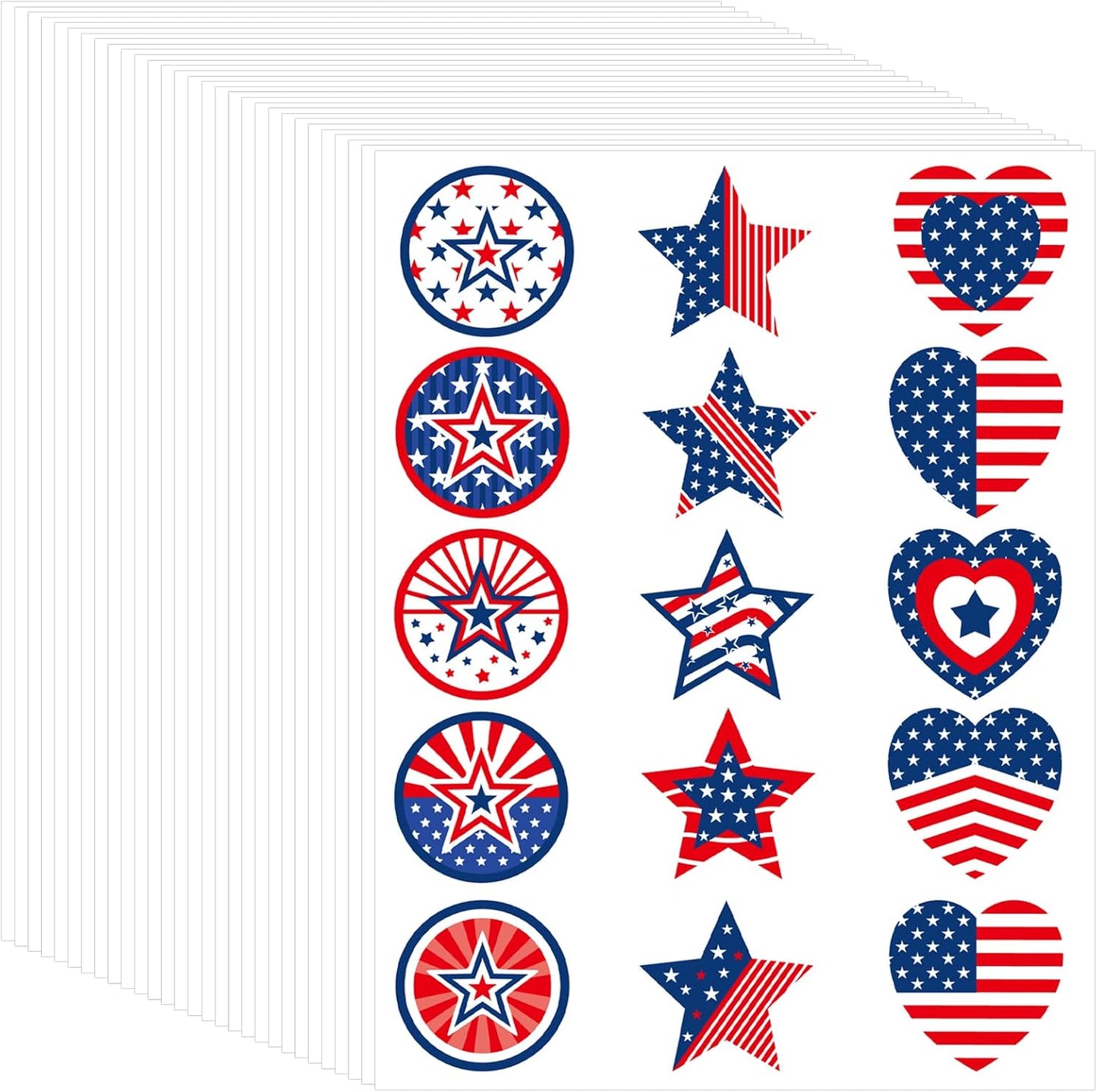 Skiennix 450Pcs Patriotic Independence Day Stickers - 1.5 Inch Red, White & Blue for DIY Decor