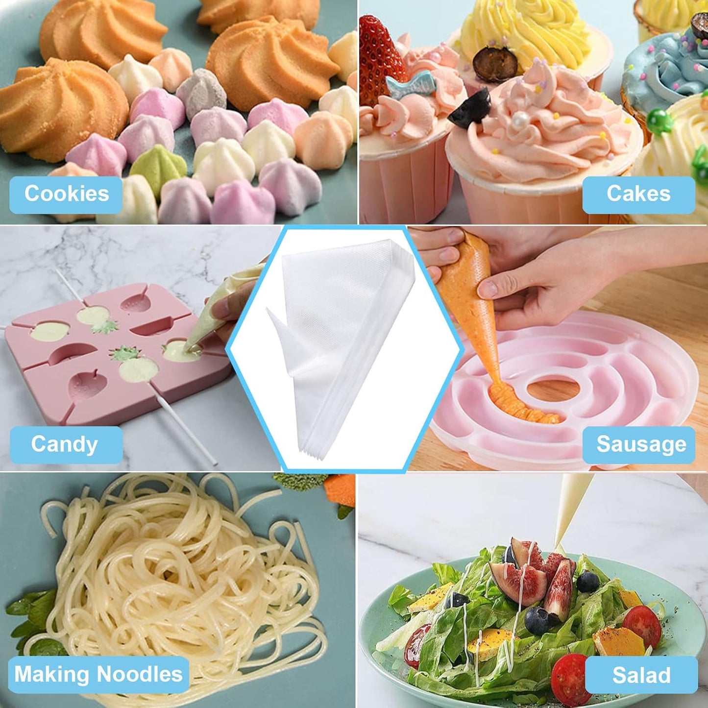 Wilton Piping Bags and Tips Set - 100 Disposable 12-Inch Bags with 7 Frosting Tips & Accessories
