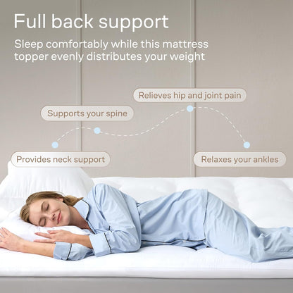 Skiennix Ultra Soft Twin Mattress Topper - Cloud-Like Comfort with Breathable Cooling Material - White