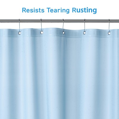 EHZNZIE Shower Curtain Liner Light Weight PEVA, Shower Liner 72x72 Inches, Waterproof, No Chemical Smell with 12 Rust Proof Metal Grommets for Bathroom Shower Curtain, Light Blue