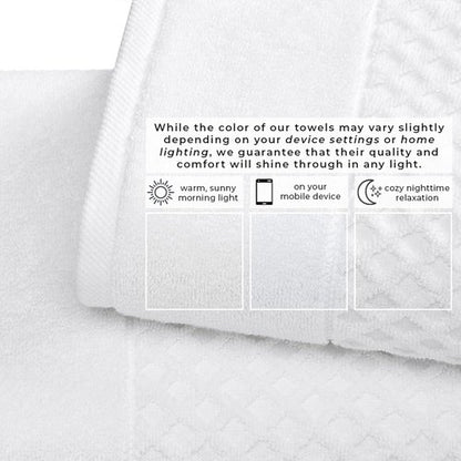 Great Bay Home Bath Towels - 100% Cotton Quick-Dry 4-Pack | Absorbent & Durable 54x27 Towels in Optic White