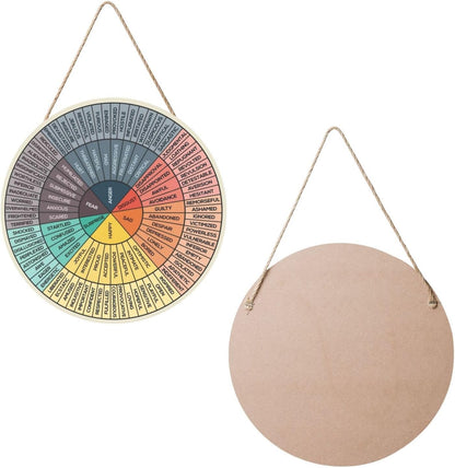 Poacnip Feelings Wheel Wall Decor - Mental Health Emotions Chart | 12-Inch Round Wood Sign for Therapy and Counseling