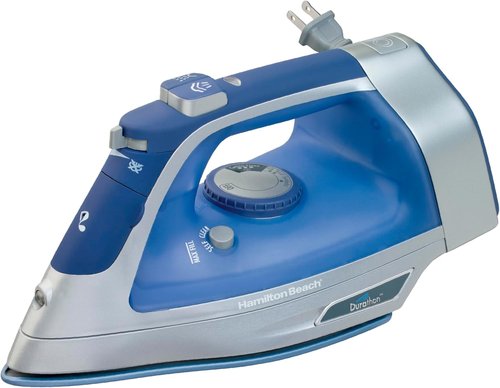 Hamilton Beach Steam Iron - 1500W Vertical Steamer with Scratch-Resistant Soleplate & 8' Cord | Blue