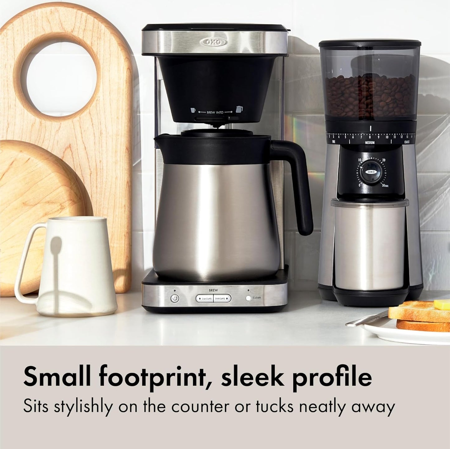 OXO Brew 8-Cup Coffee Maker - SCA Certified Thermal Stainless Steel | Single-Serve & Carafe