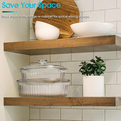 NUTRIUPS Glass Casserole Dish - Borosilicate Glass with Lid for Oven Baking | 3QT Size