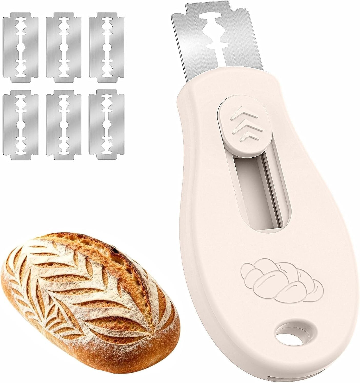 Skiennix Bread Lame - Sourdough Scoring Tool with Extractable Magnetic Design | Includes 5 Razor Blades, Beige