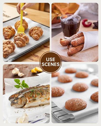 Baklicious Parchment Paper Sheets - 220 Pcs Non-Stick Baking Paper for Air Fryer & Oven | 12x16 In