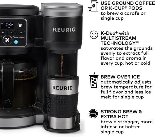 Keurig K-Duo Coffee Maker - Hot & Iced Brewing with MultiStream Technology | 72oz Reservoir (Renewed)