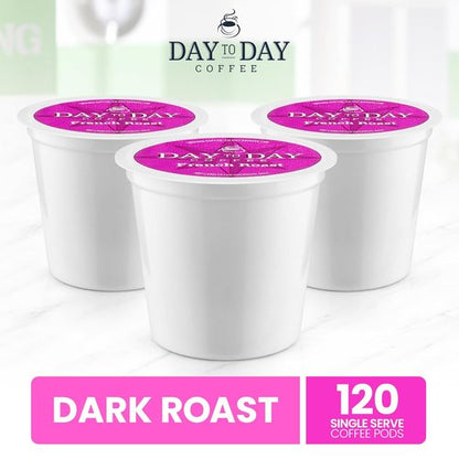 Day To Day Coffee French Roast Coffee Pods - 120 Count | Compatible with Keurig K-Cup Brewers