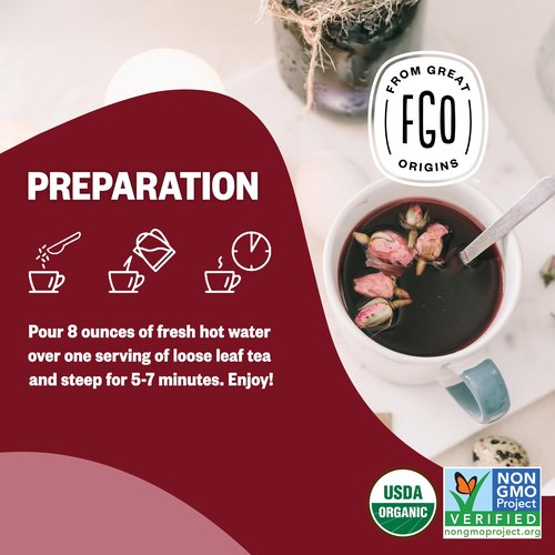 FGO Organic Hibiscus Flowers, Cut and Sifted Loose Tea, 16 Ounce Bulk Resealable Bag (Pack of 2)