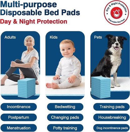 BIGGMED Tear-Resistant Disposable Bed Pads - 30" x 36" | 100 Count Absorbent Underpads for Adults & Pets