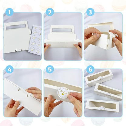 Keeparty 24-Piece White Macaron Boxes with Clear Window – Bakery Packaging Gift Boxes
