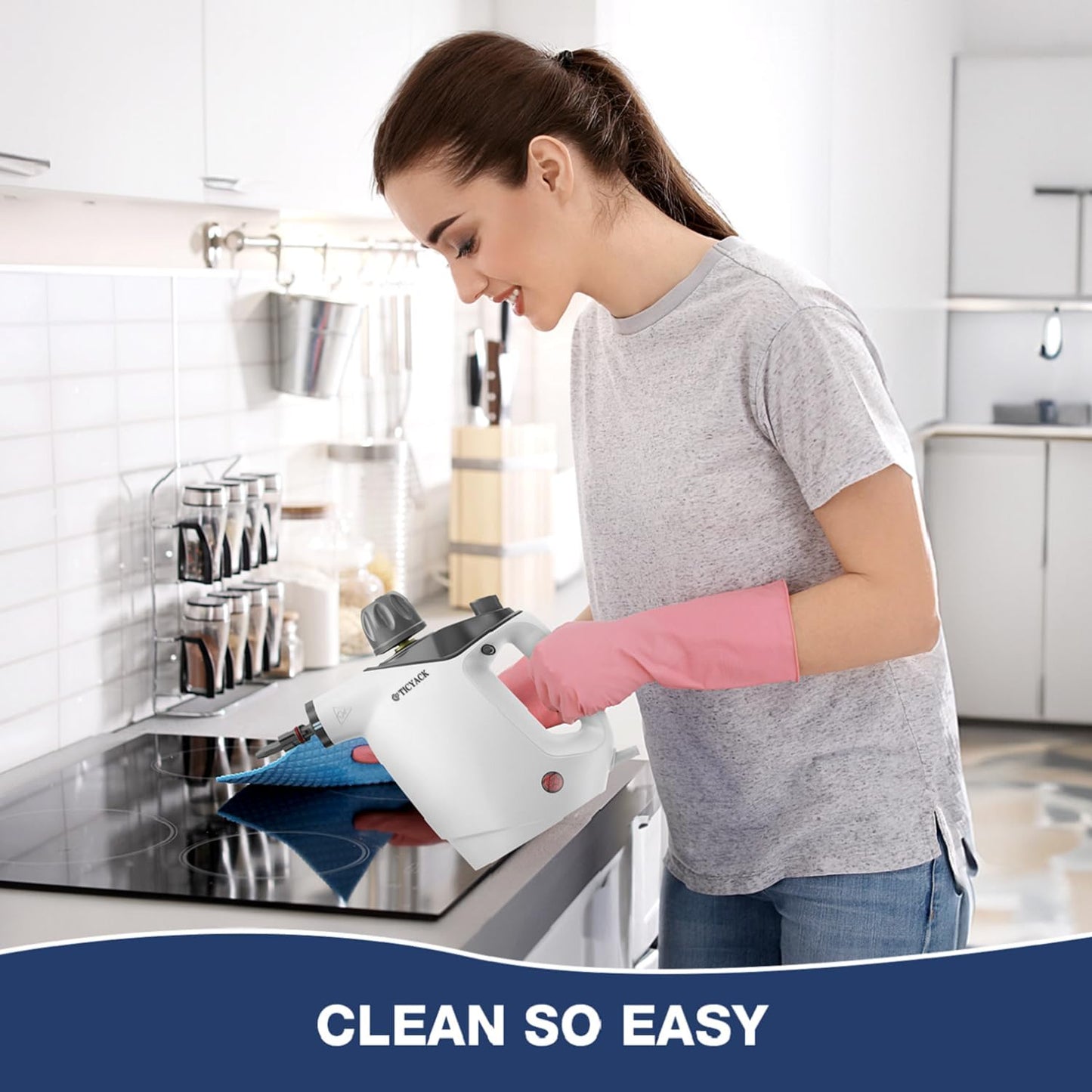 TICYACK Handheld Steam Cleaner - 16 PCS Accessories & Safety Lock - 500ML Capacity for Multi-Surface Deep Cleaning