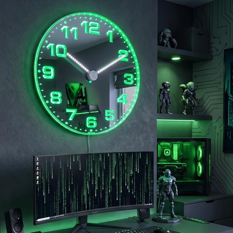 AdvPro GlowHands LED Neon Wall Clock - 18 Inch with RGB App & USB Power (Variation: Classic 1-12+18")