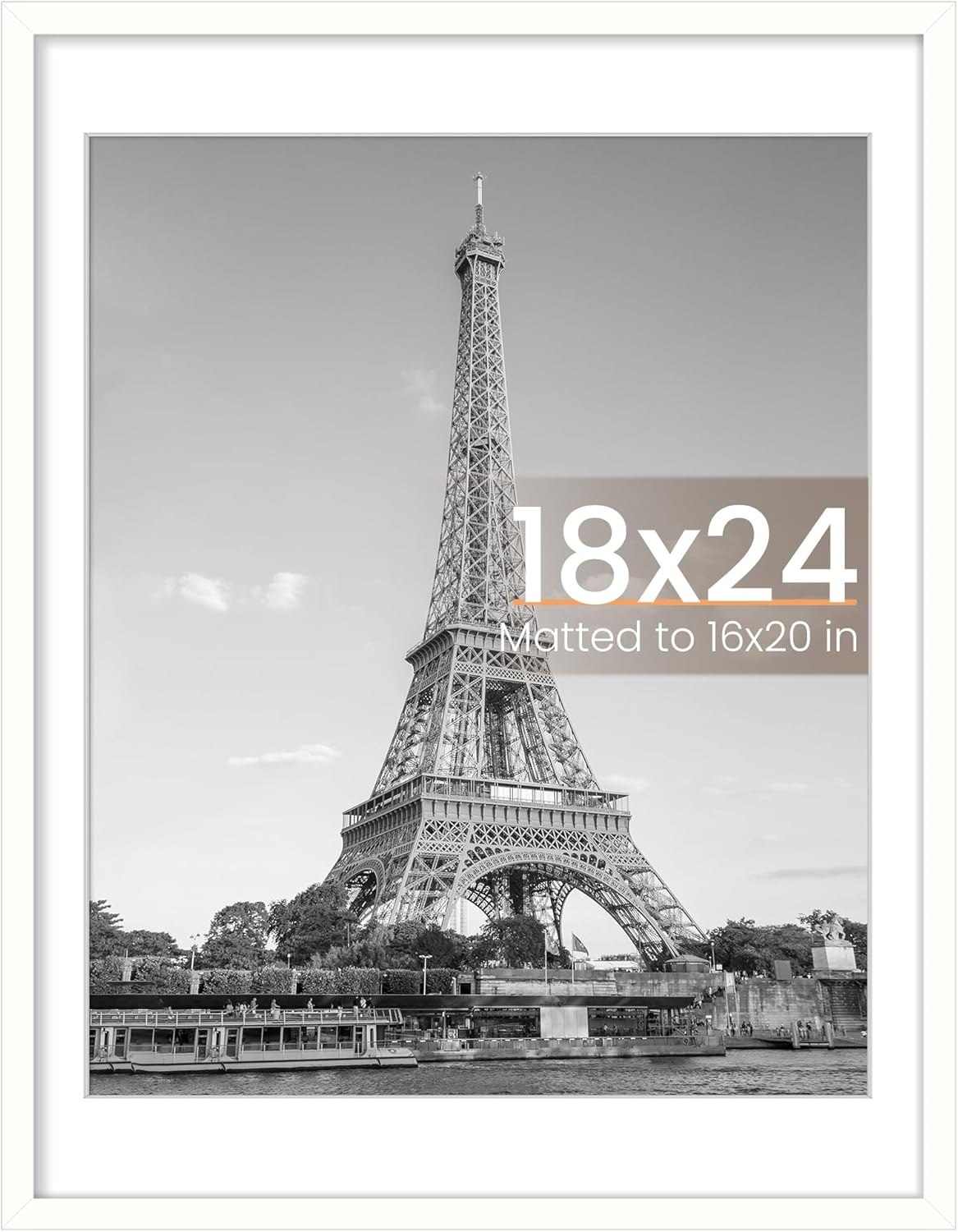 Upsimples 18x24 Picture Frame - Versatile Display for 16x20 Photos with Mat or 18x24 Without - White