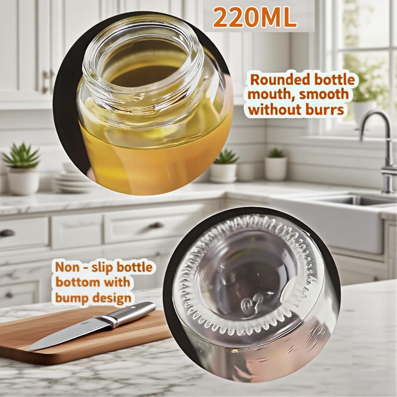 Skiennix Olive Oil Sprayer - 220ml Glass Dispenser with Continuous Spray & Portion Control for Cooking