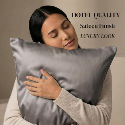 Beckham Hotel Collection Pillowcases - Queen Size Set of 2 | Silky Smooth 500TC Cool Touch Cotton, Dark Gray