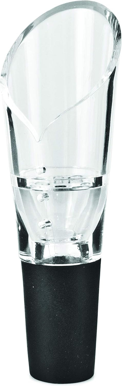 True Aerial Wine Aerator Pourer Spout for Standard Red Wine Bottles, Durable Clear Acrylic and Rubber, Drip Free Pour and Tight Seal, Gifts for Women, Kitchen & Home Bar Accessories, Set of 1