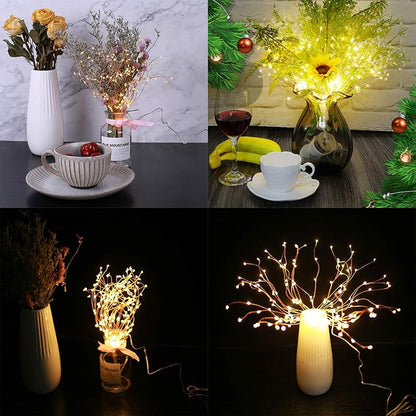 4 Pack 200 LED Firework String Lights - Warm White with Variation: Warm White+4x17 inch