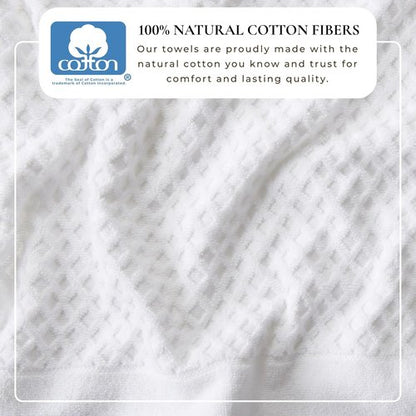 Great Bay Home Bath Towels - 100% Cotton Quick-Dry 4-Pack | Absorbent & Durable 54x27 Towels in Optic White