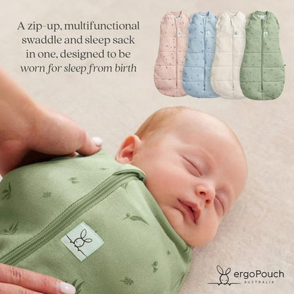 ergoPouch Cocoon Swaddle Sack 0.2 TOG - Soft Baby Sleep Sack for Calm Sleep, 3-6 Months, Blush Leaf