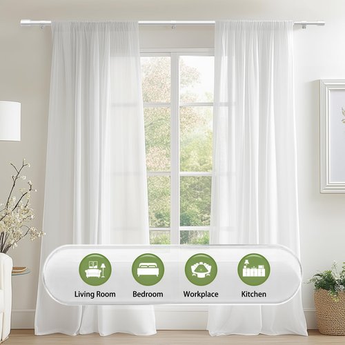 5/8” White Diameter Curtain Rods 30-90 Inch, for 30-84 Inch Windows, Adjustable Splicing White Curtain Rods for Windows with Brackets, Window Rod Long Small Curtains Rod