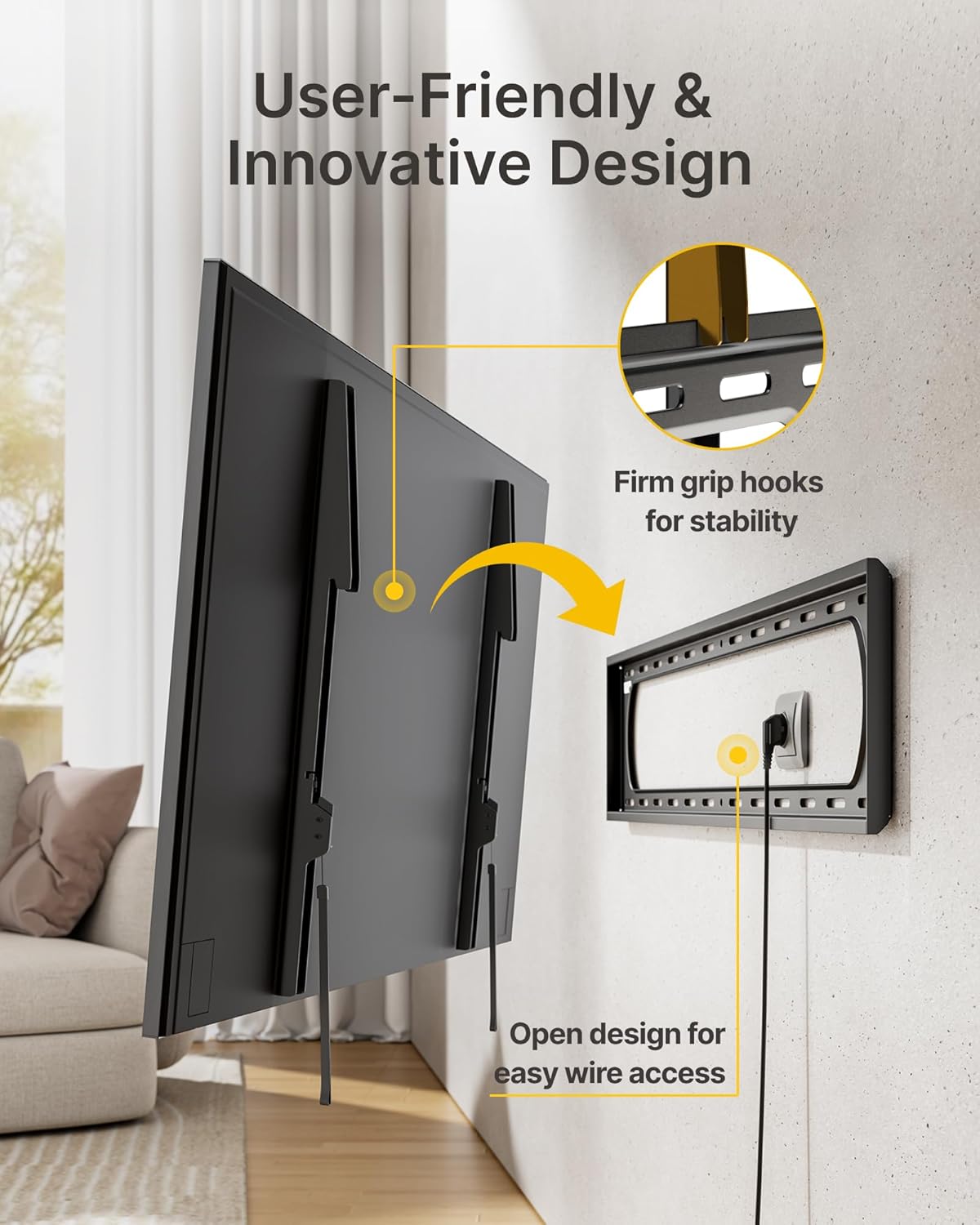 monTEK Heavy Duty TV Wall Mount Bracket - Fits 60-120" Flat & Curved TVs Up to 300lbs | Ultra Slim 1.3" Profile