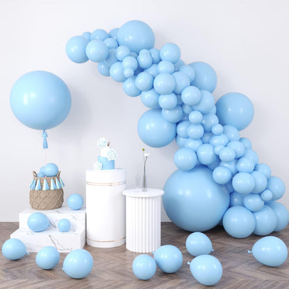 RUBFAC Pastel Blue Balloons - 116-Piece Set in Various Sizes for Garland & Arch Decor - Perfect for Birthday, Baby Shower, Gender Reveal & Wedding Parties